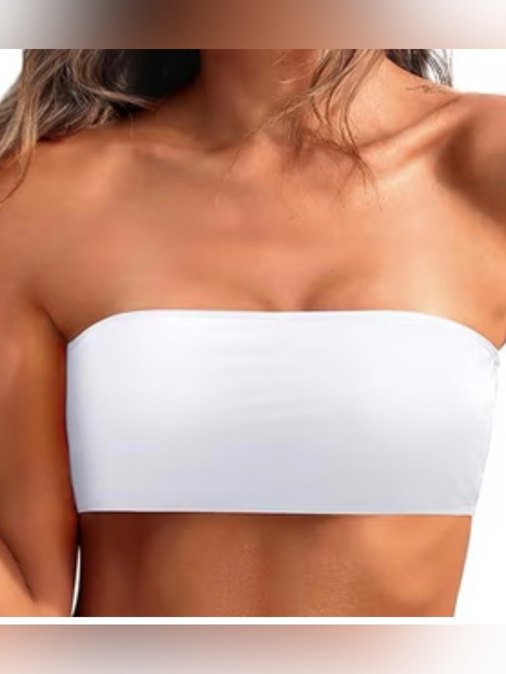 PrettyLittleThing White Strapless Bandeau Swim Top
